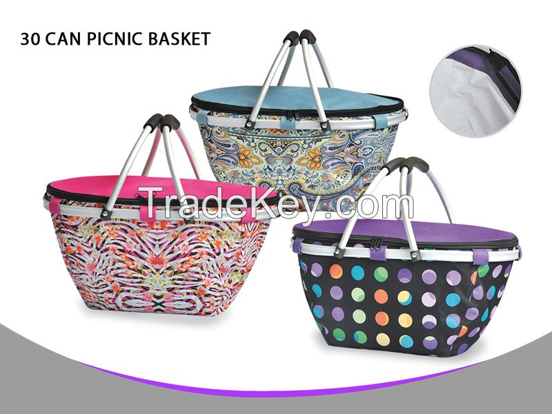 30 can cooler picnic tote basket