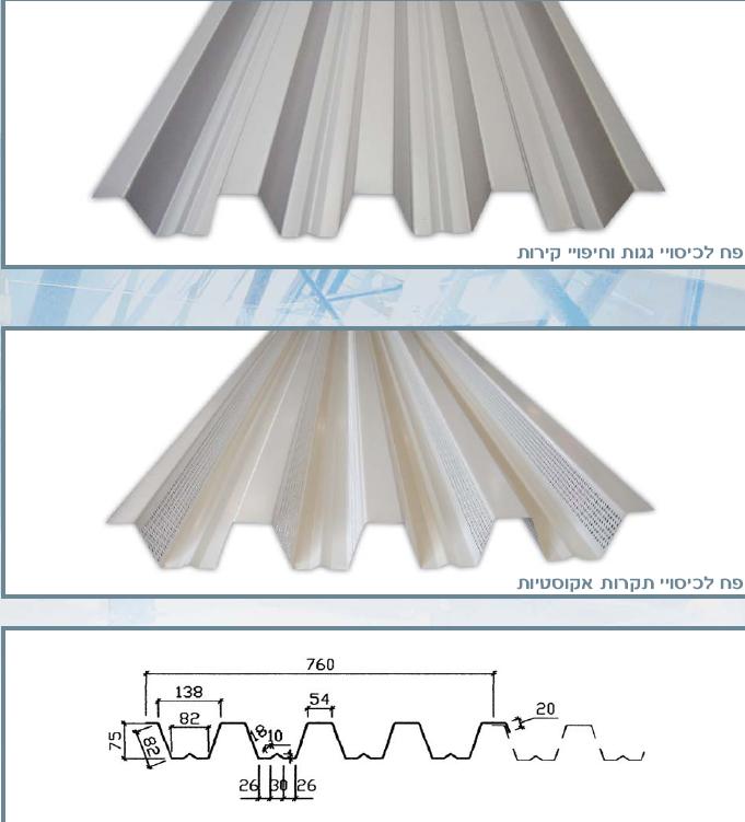 Trapezagan 75mm for roofing, covering acoustic ceilings and cladding