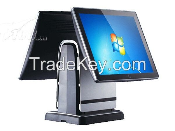 Double Touch POS Terminal, 15inch touch monitor, 12inch LCD Display.All-in-one POS Terminal