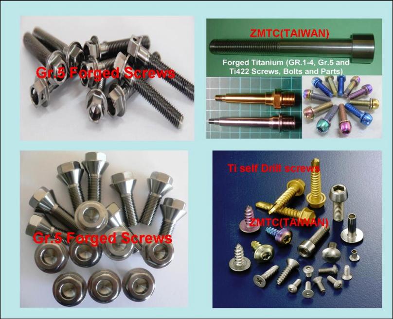 Forged GR.2, Ti-422 and Gr.5 Ti fasteners and Shaft for Bicycle Pedal