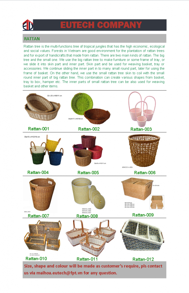 Rattan Material, Rattan Products, Lacquer Products And Other Handicraft.