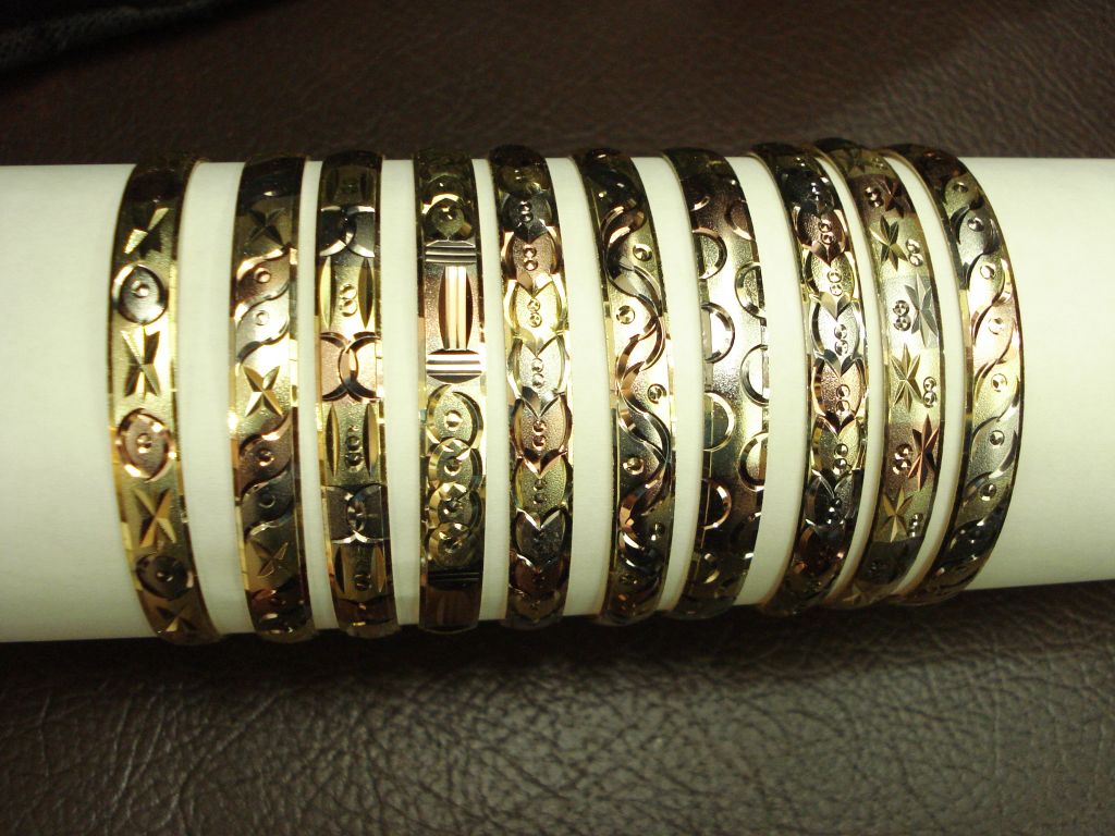 Gold filled micron three tone bangles