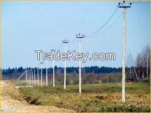 wooden poles for power lines