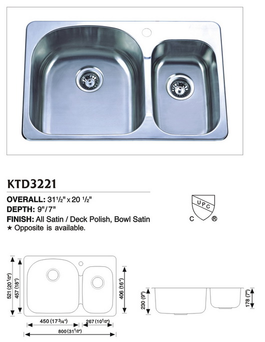 Stainless Steel Undermount Double Sink KTD3221