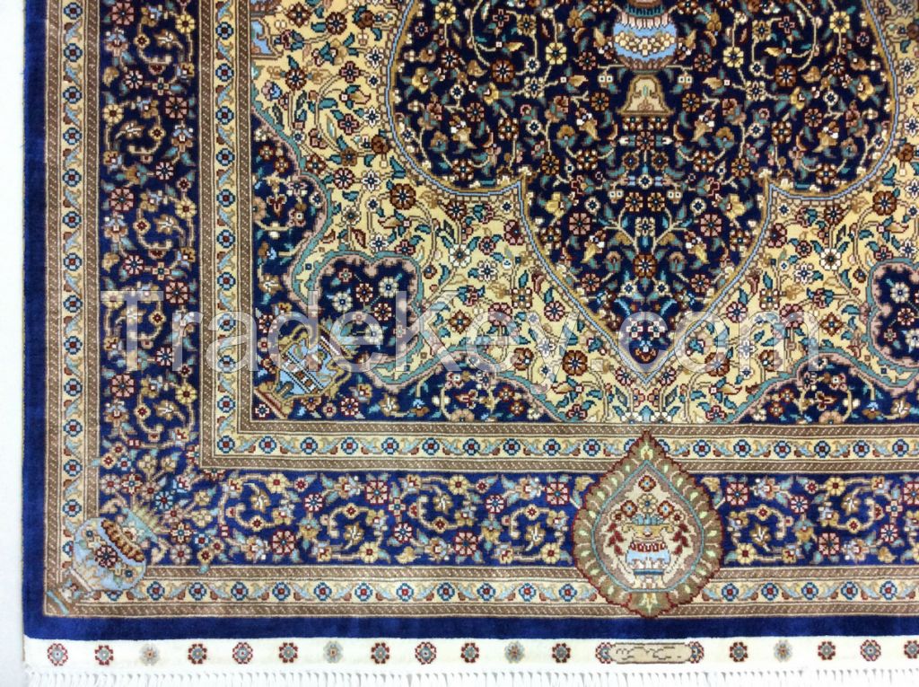 Persian hand knotted silk carpet