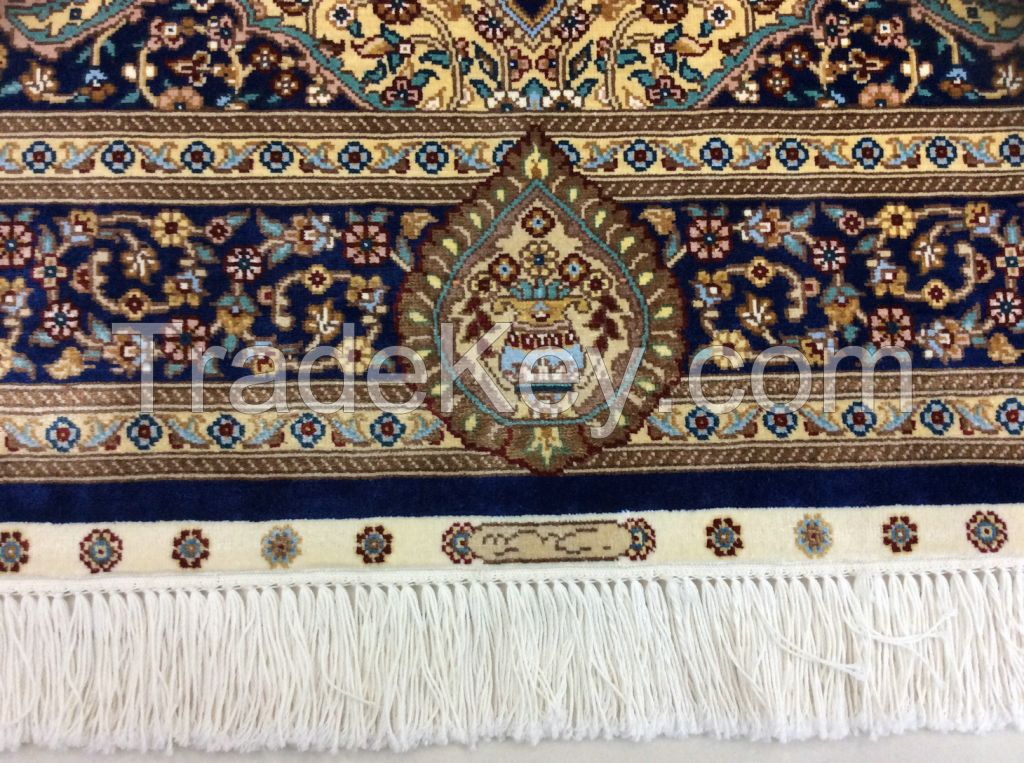 Persian hand knotted silk carpet