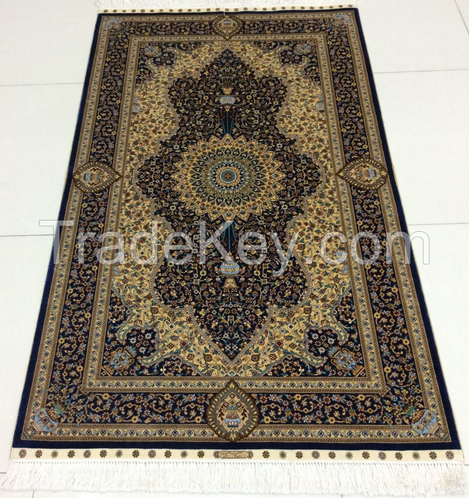 Persian hand knotted silk carpet