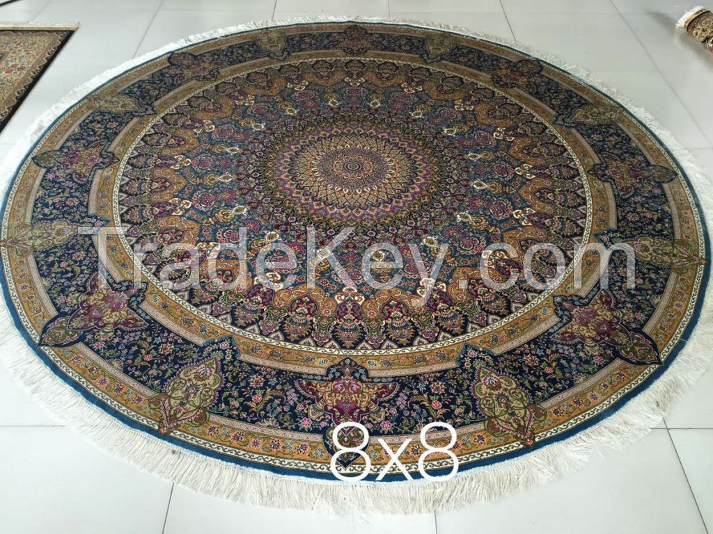 oriental Persian hand knotted silk carpet and rug