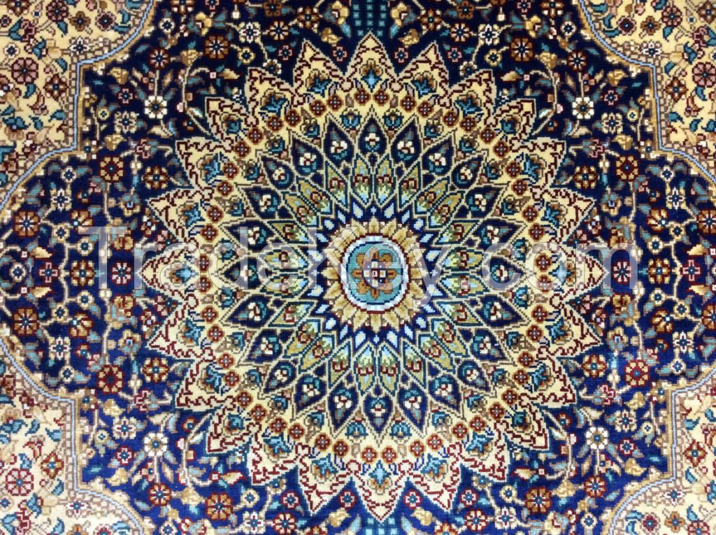 Persian hand knotted silk carpet