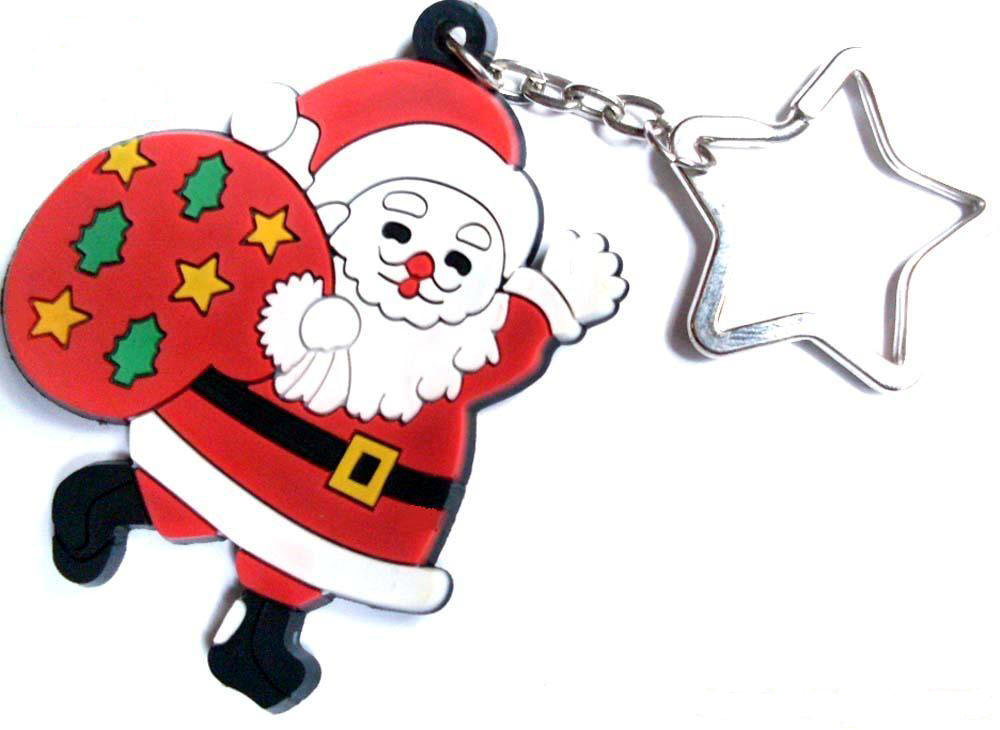 Santa Claus PVC soft rubber key chain