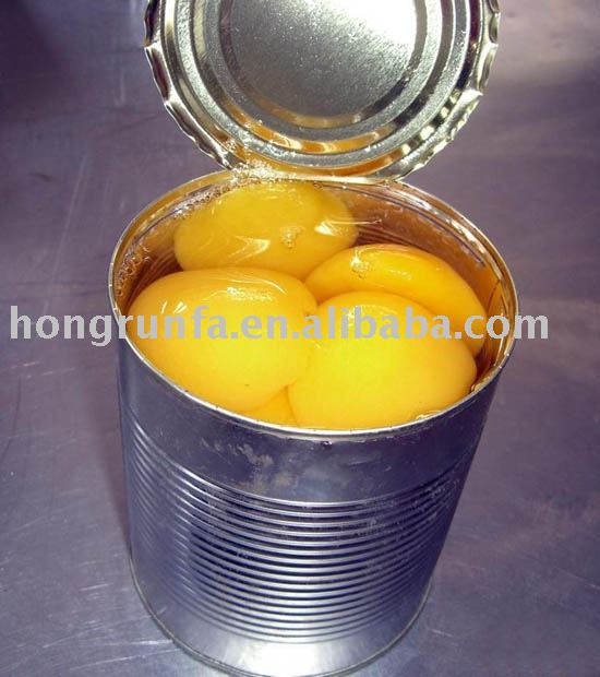 canned yellow peach halves in L/S