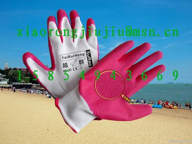 13 Gauge polyester/nylon latex wrinkle glove