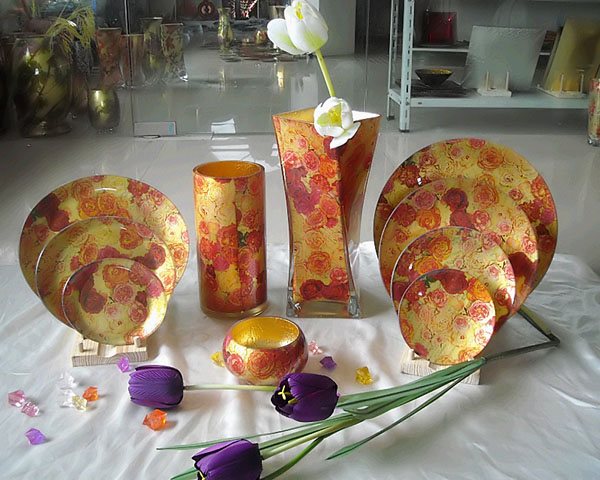glass plate;glass vase; glass candleholder