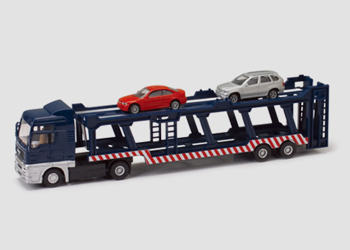 1:72 die cast auto transporter with car set toy