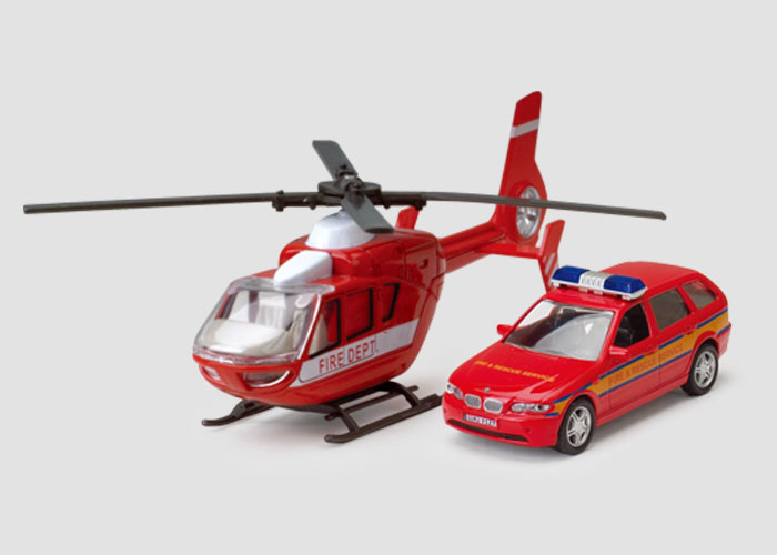 Die cast helicopter and car educational toys