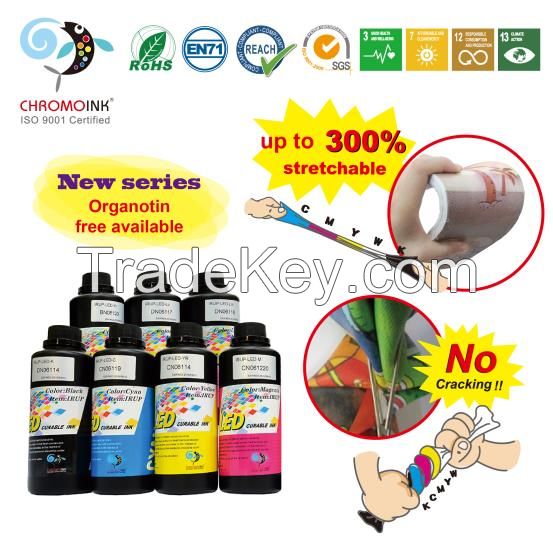 CHROMOINK LED UV ink for Leather , Yoga, Shoes (Epson , Konica, Ricoh Gen5/6)(Organotin free available)