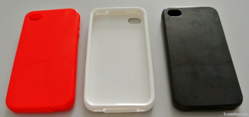 Pure Color Tpu Case for iPhone4 4s, With both Ear Cap And Bottom Cap