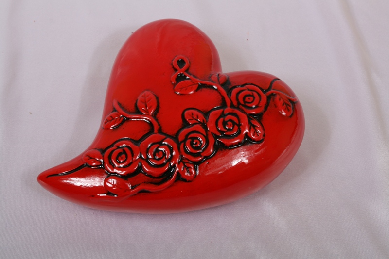 Red ceramic heart ornament