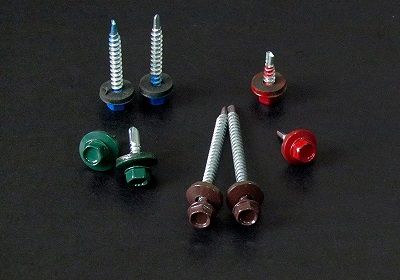 Painted hex head self drilling screws with EPDM washer
