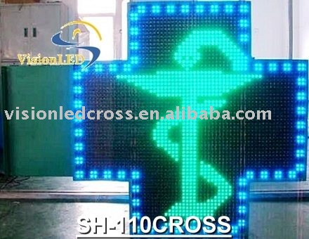 Led Pharmacy Cross 110X110cm Bi-color Outdoor Display with CE