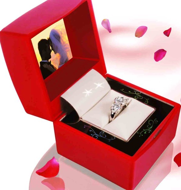 Multimedia digital jewelry ring box with LCD screen