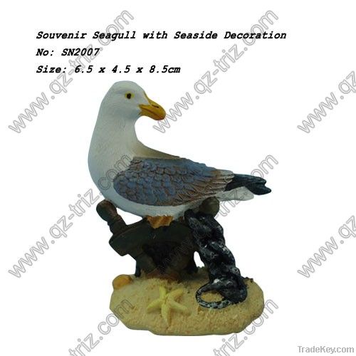Souvenir Seagull with Seaside Decoration