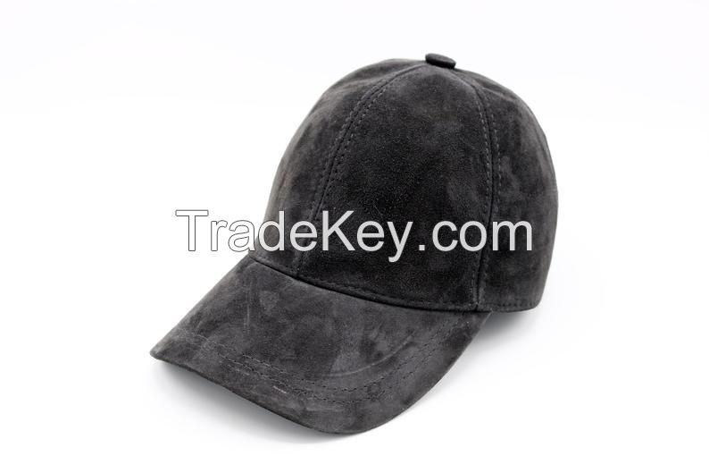 custom Plastic screw snap back Patch oem embroidery suede leather Baseball Cap hat Black