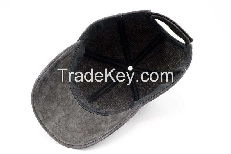 custom Plastic screw snap back Patch oem embroidery suede leather Baseball Cap hat Black