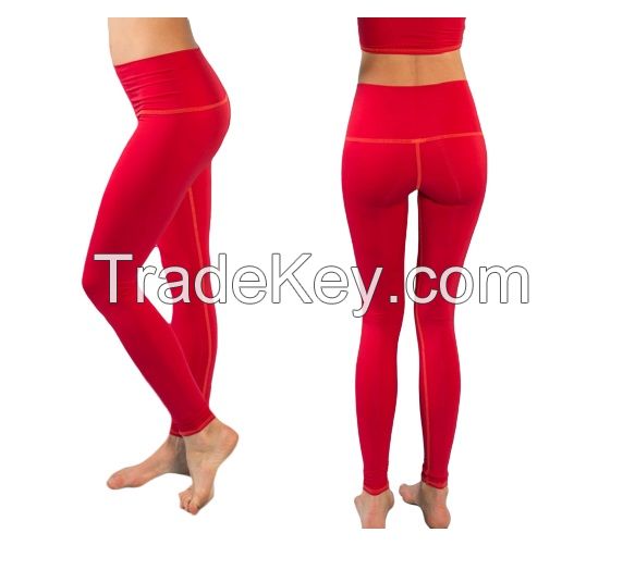 custom OEM gym Yoga fitness legging pant sublimation solid ankle full length tight phone pocket high low waist