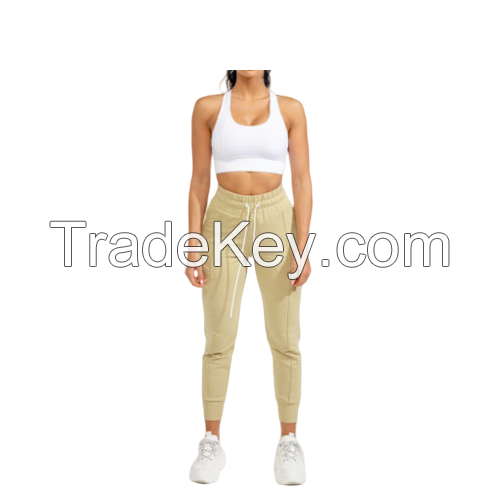 customize women gym yoga sweat pant training jogging track running trouser jogger skinny fleece french terry