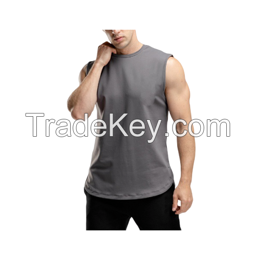 customize bodybuilding Gym Stringer Y Back fitness muscle Tank Top Men drop shoulder armhole cut off curve hem scope workout