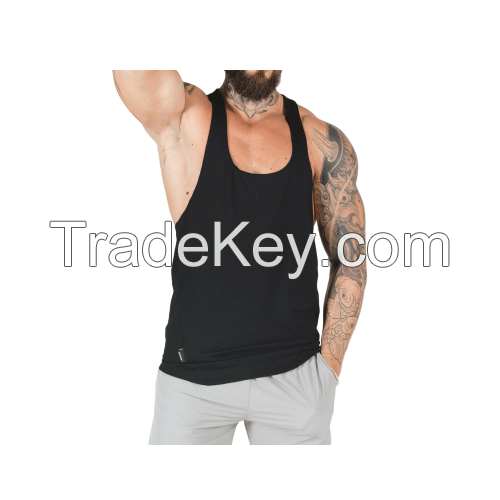 customize bodybuilding Gym Stringer Y Back fitness muscle Tank Top Men drop shoulder armhole cut off curve hem scope workout