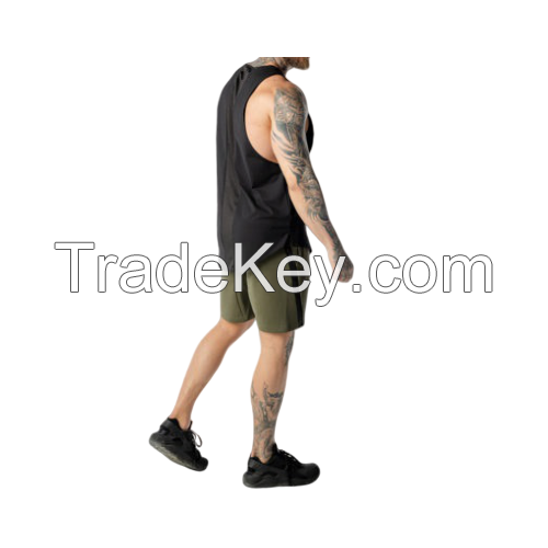 customize bodybuilding Gym Stringer Y Back fitness muscle Tank Top Men drop shoulder armhole cut off curve hem scope workout