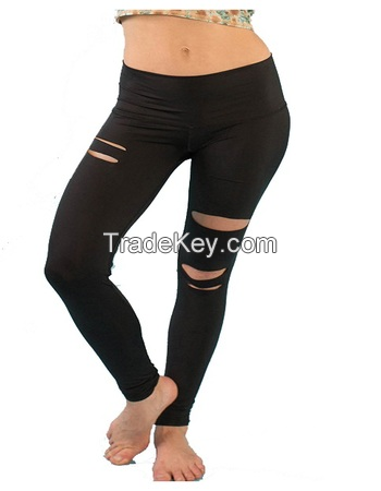 custom OEM gym Yoga fitness legging pant sublimation solid ankle full length tight phone pocket high low waist