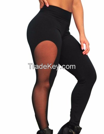 custom mesh gym Yoga fitness legging pant sublimation solid ankle full length tight phone pocket high low waist