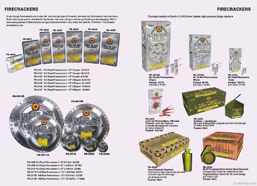 Fireworks or pyrotechnic products
