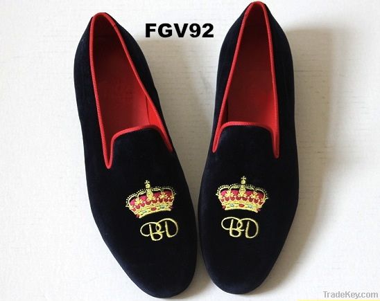 Embroidered velvet loafers