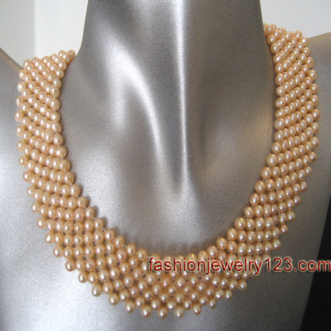 7 rows knitted Pearl Necklace