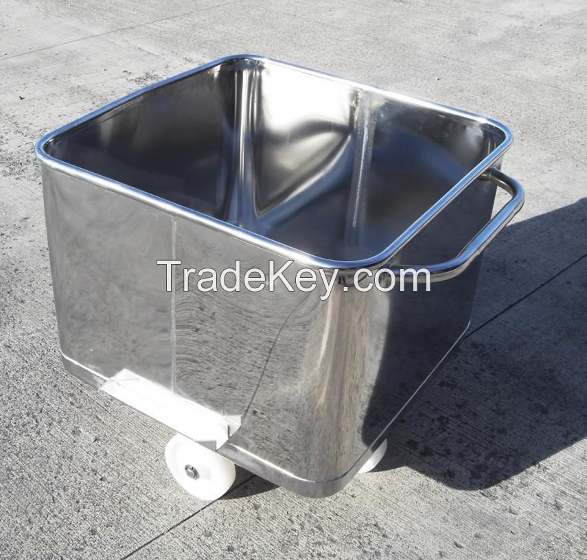 Stainless Steel Meat Trolley, Bin, Buggy 200L