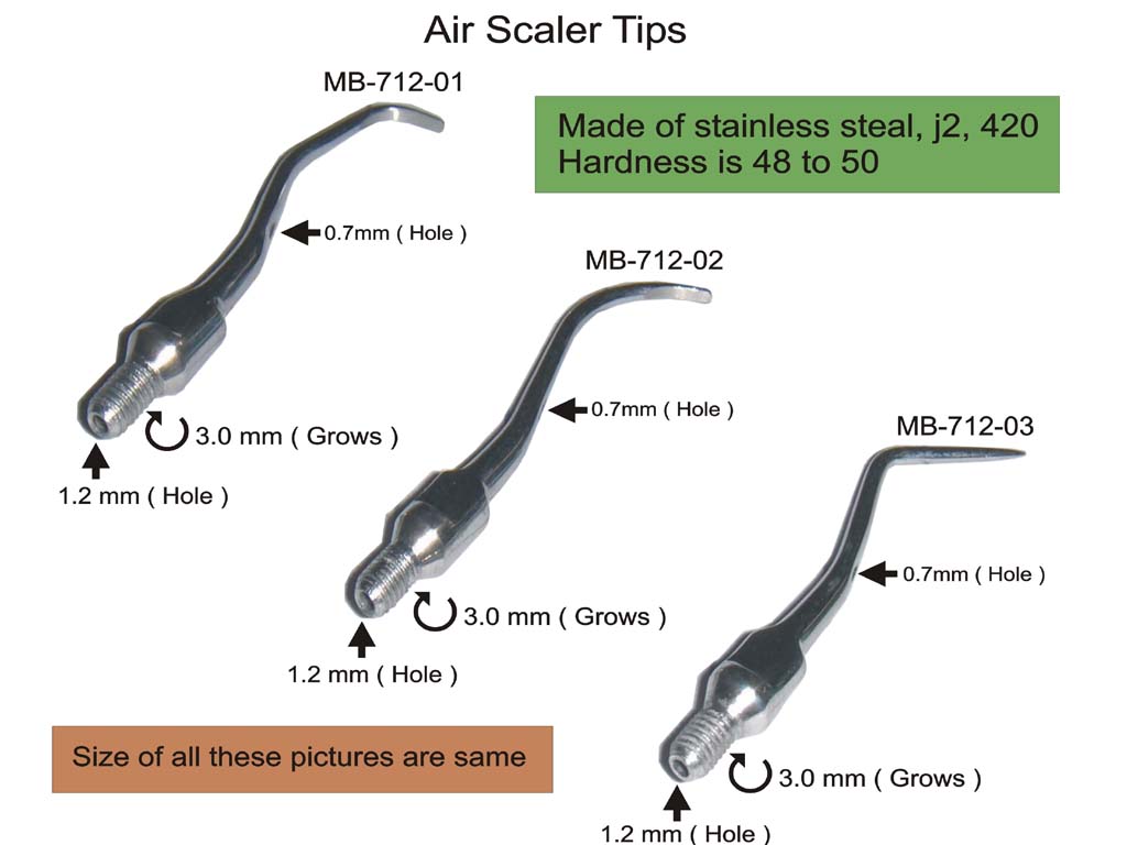 Dental ultrasonic air scaler tips.
