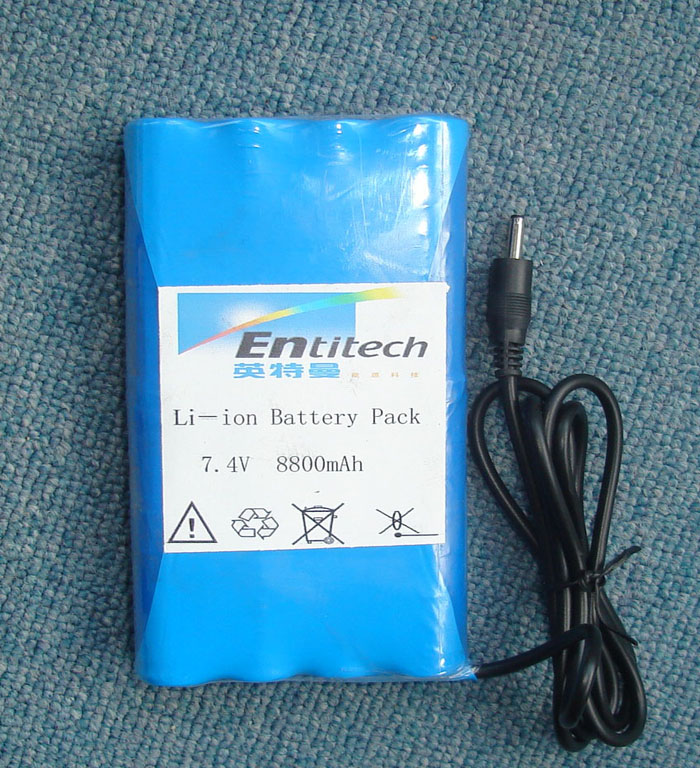 18650 Li-ion rechargeable battery pack 7.4V