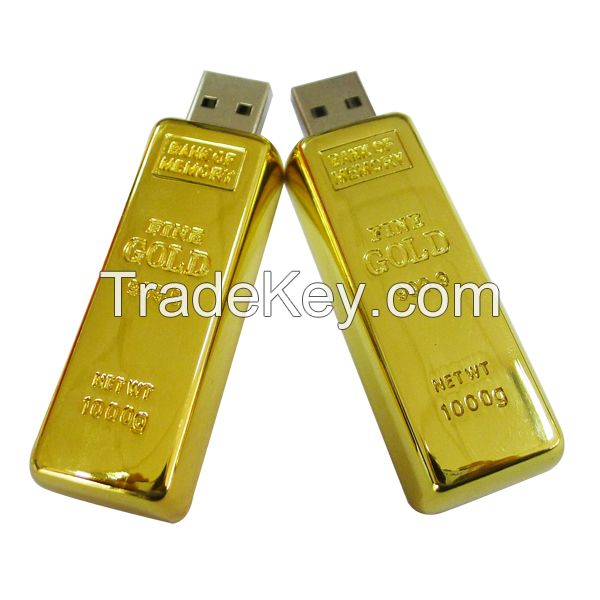 Gold Bar USB Flash Drive 2.0 Jump Drive Disk 1GB-64GB 