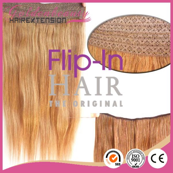 New design high quality any color silky straight flip in hair extension