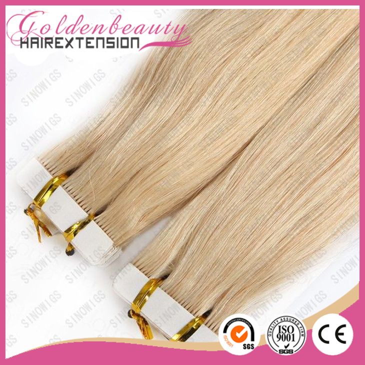 Silky and soft top quality Brazilian hair skin weft extensions blonde free&fast shipping