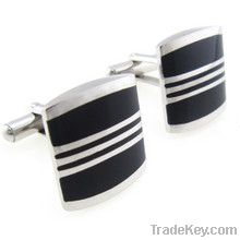 Stainless steel cufflink with enamel