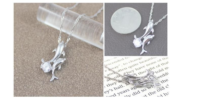 silver dolphin pendant, sterling silver necklace, fashion jewely 