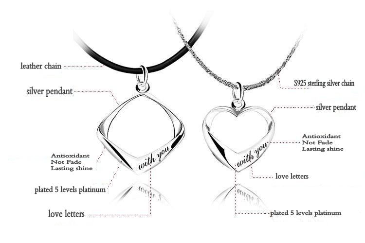 silver pendants, lover couple necklace