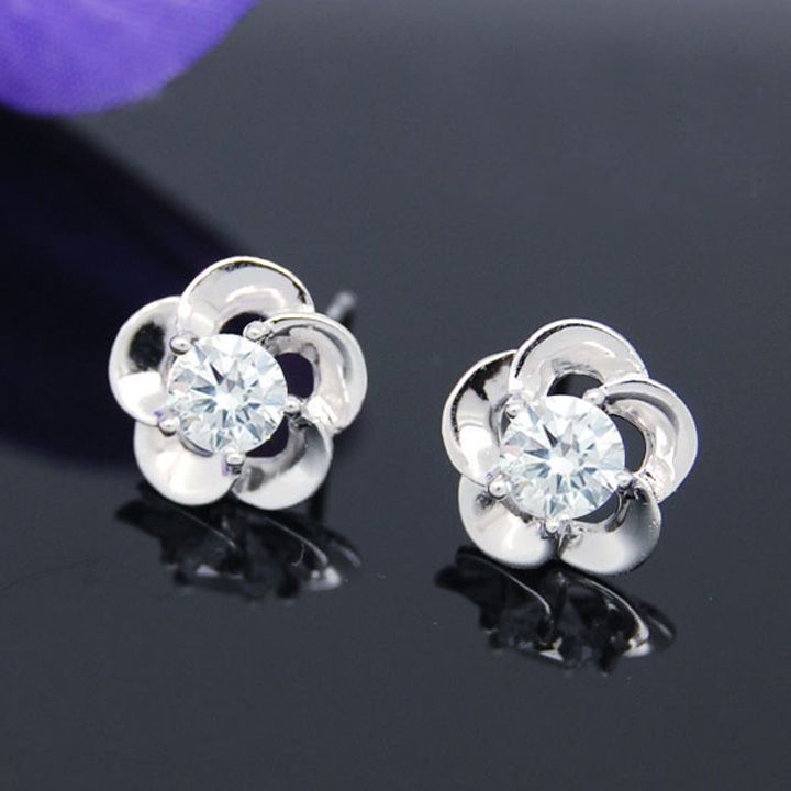 fashion silver  earrings, plum flower stud earrings