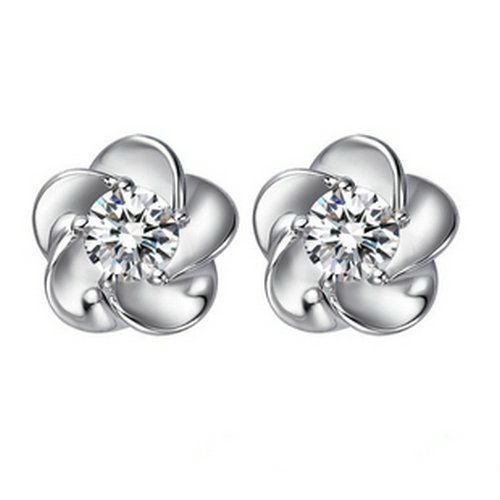 fashion silver  earrings, plum flower stud earrings