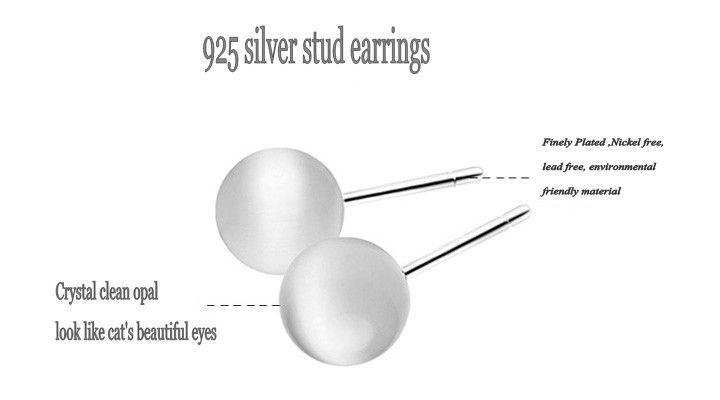 stud earrings, 925 sterling opal earrings